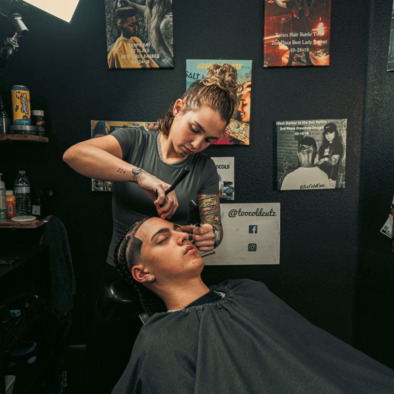 Barber at work
